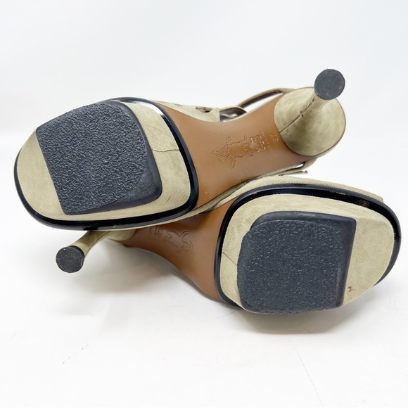 Marni Stiletto Heel w/Platform Front/Cutouts/ Ecru Beige Suede- Size 37 (6.5/7) - Picture 5 of 7
